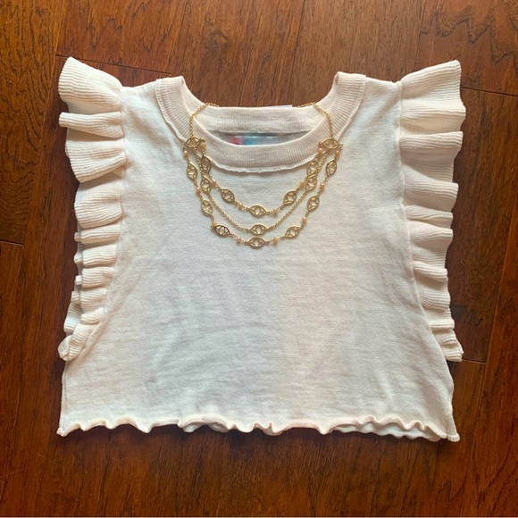 Free People Tops - Free People Beach Ruffle Knit Crop Top - Size L